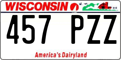 WI license plate 457PZZ