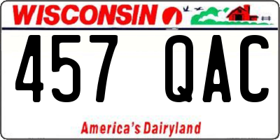 WI license plate 457QAC