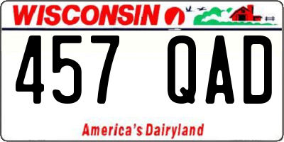 WI license plate 457QAD