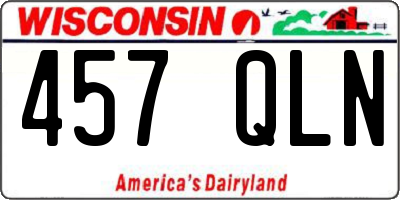 WI license plate 457QLN