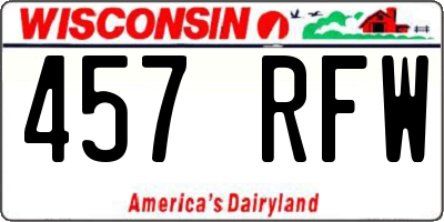 WI license plate 457RFW