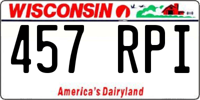 WI license plate 457RPI