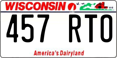 WI license plate 457RTO