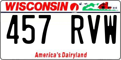 WI license plate 457RVW