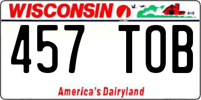 WI license plate 457TOB