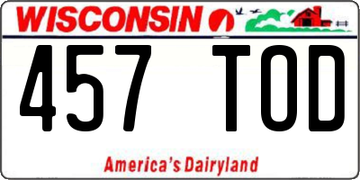 WI license plate 457TOD