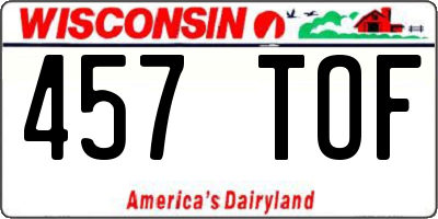 WI license plate 457TOF