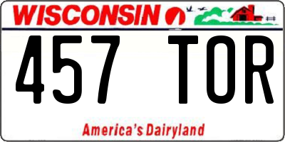 WI license plate 457TOR