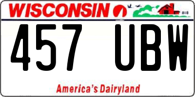 WI license plate 457UBW