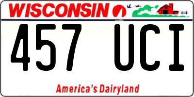 WI license plate 457UCI