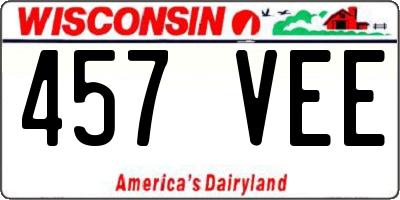 WI license plate 457VEE