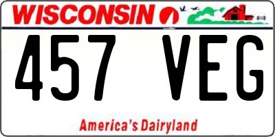 WI license plate 457VEG