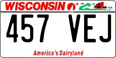 WI license plate 457VEJ
