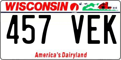 WI license plate 457VEK