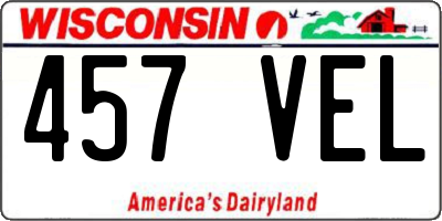 WI license plate 457VEL