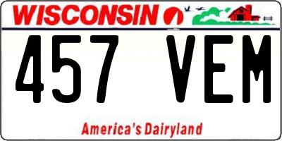 WI license plate 457VEM