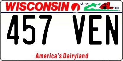 WI license plate 457VEN