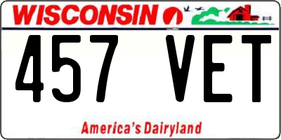 WI license plate 457VET