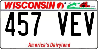 WI license plate 457VEV