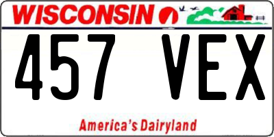 WI license plate 457VEX