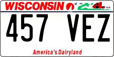 WI license plate 457VEZ