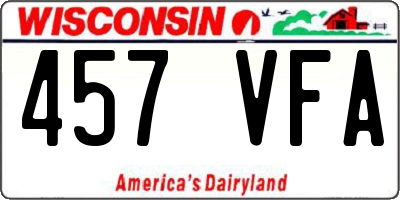 WI license plate 457VFA