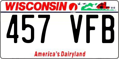 WI license plate 457VFB