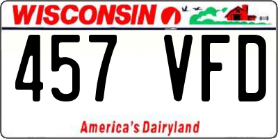 WI license plate 457VFD