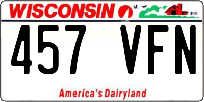 WI license plate 457VFN