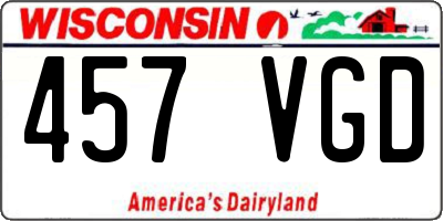 WI license plate 457VGD
