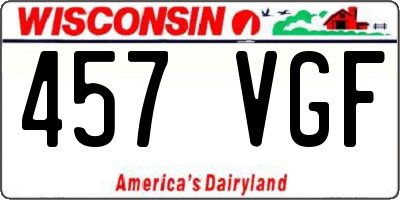 WI license plate 457VGF