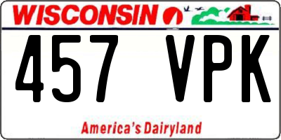 WI license plate 457VPK