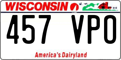 WI license plate 457VPO