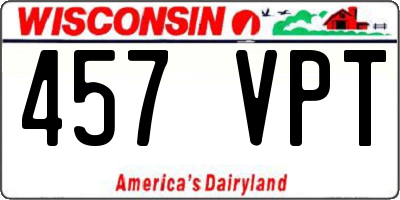 WI license plate 457VPT