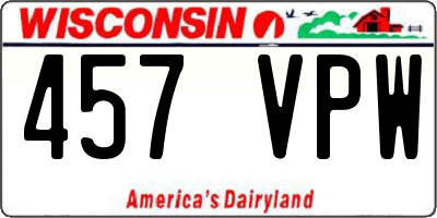 WI license plate 457VPW