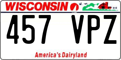 WI license plate 457VPZ