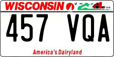WI license plate 457VQA