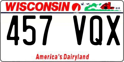 WI license plate 457VQX