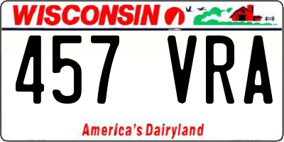 WI license plate 457VRA