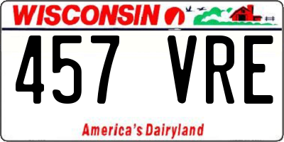WI license plate 457VRE