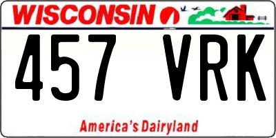 WI license plate 457VRK