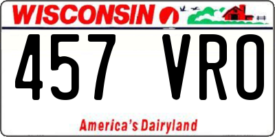 WI license plate 457VRO