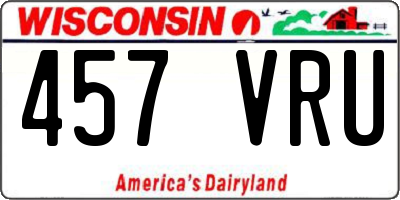 WI license plate 457VRU