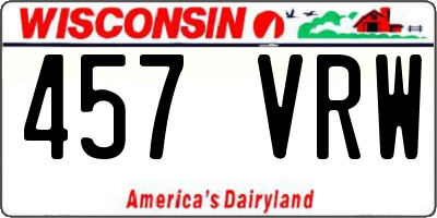 WI license plate 457VRW