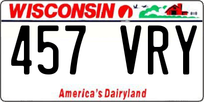 WI license plate 457VRY