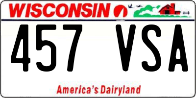 WI license plate 457VSA