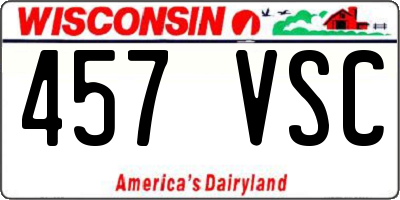 WI license plate 457VSC