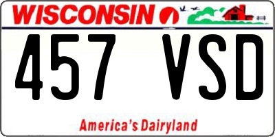 WI license plate 457VSD