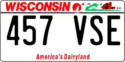 WI license plate 457VSE