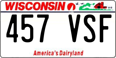 WI license plate 457VSF